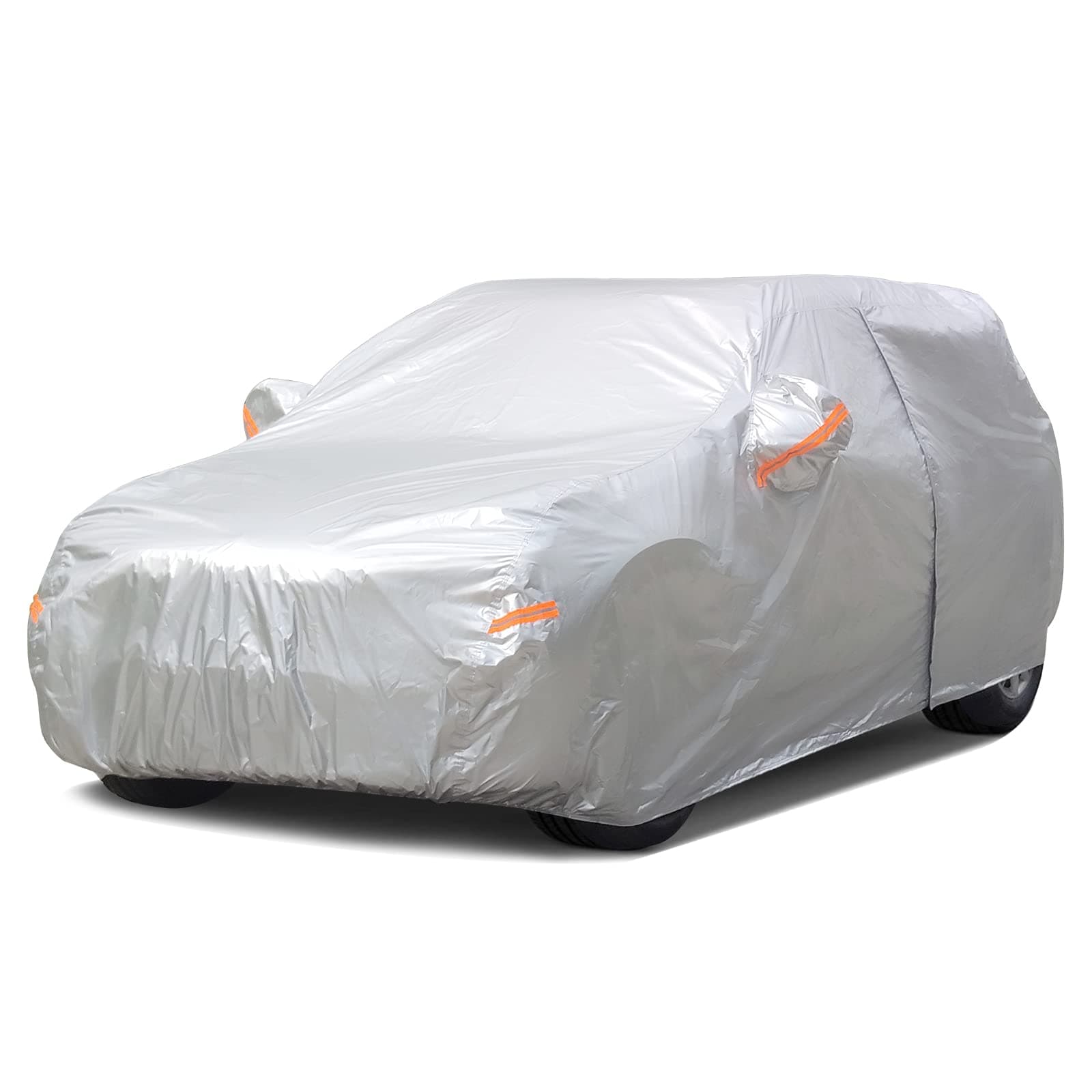SEAZEN Car Cover with Zipper, 2 Layer Full Car Covers Waterproof/UV Protection/Snowproof/Dustproof, Universal Car Cover (Fit SUV Jeep-Length 191" to 200")