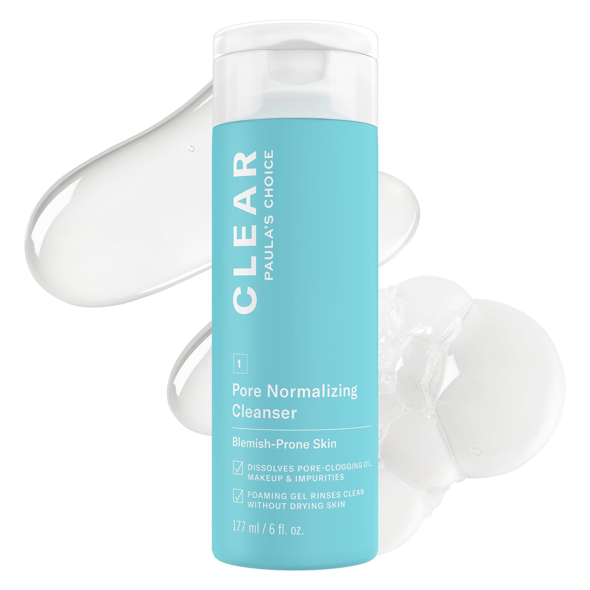 Paula's Choice CLEAR Pore Normalizing Gel cleanser, 6 Ounce Bottle Facial cleanser for Facial Acne, Breakouts, Redness, Clogged & Enlarged Pores, Blackheads (aging May Vary)