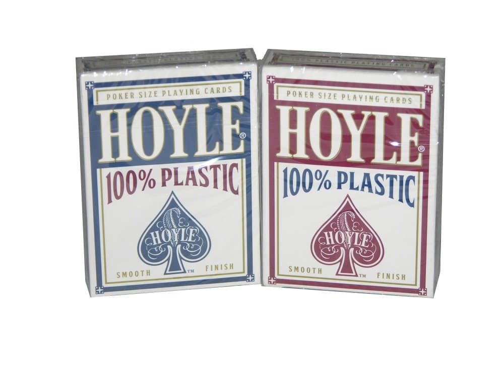 HOYLE RED & BLUE POKER SIZED 100% PLASTIC PLAYING CARDS, 2 DECK SET by US Playing Card Company