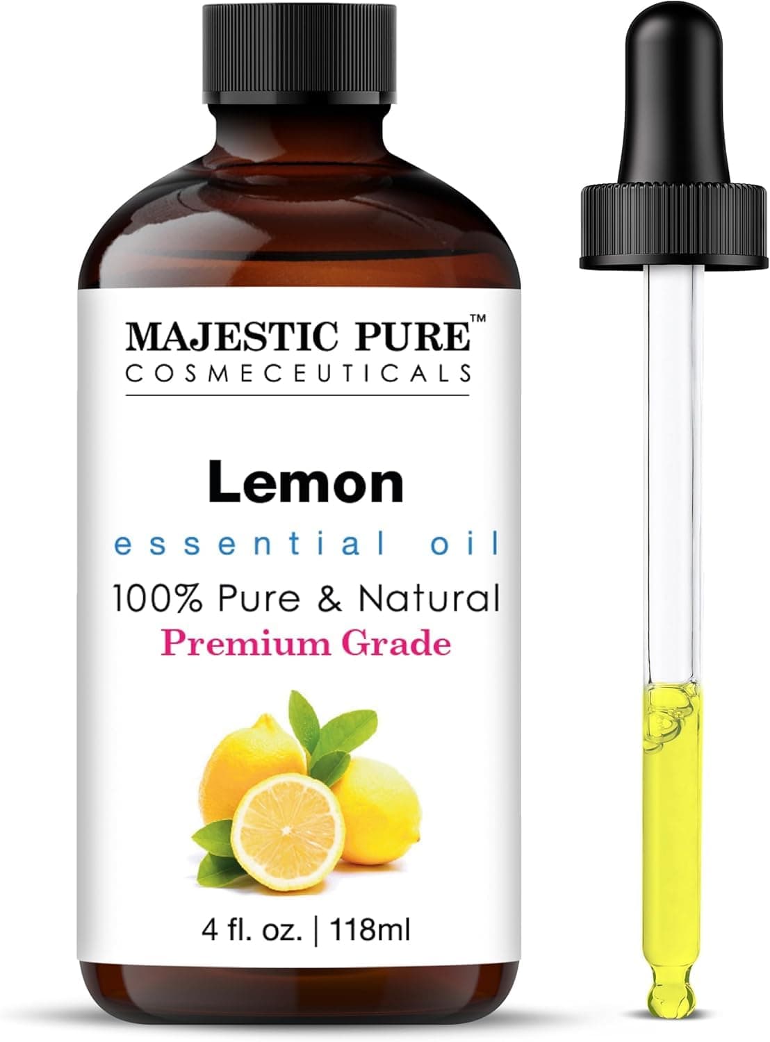 Majestic Pure Lemon Oil, Therapeutic Grade, Premium Quality Lemon Oil, 4 fl. oz