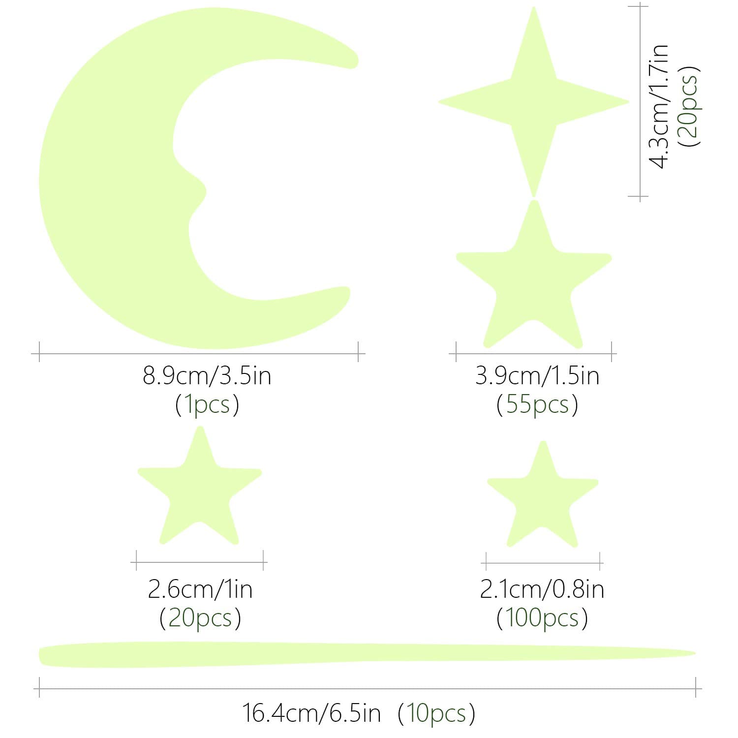 Glow in The Dark Stars and Moon Wall Stickers, Glowing Stars for Ceiling and Wall Decals, Perfect for Kids Bedroom Living Room Decor Kit or Boys Girls Birthday Party Gift