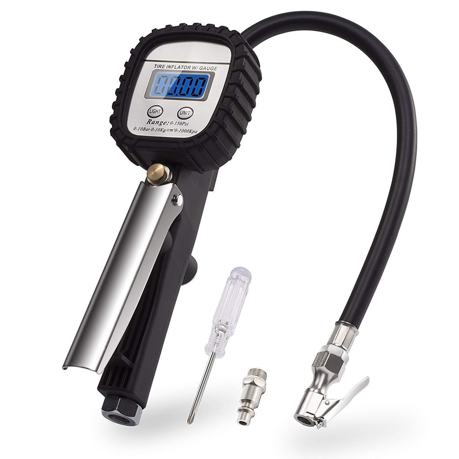 Exwell Tire Pressure Gauge, Digital Heavy Duty Tire Inflator Gauge for All Vehicles,Automatic Reading Air Pressure Gauge -150 PSI