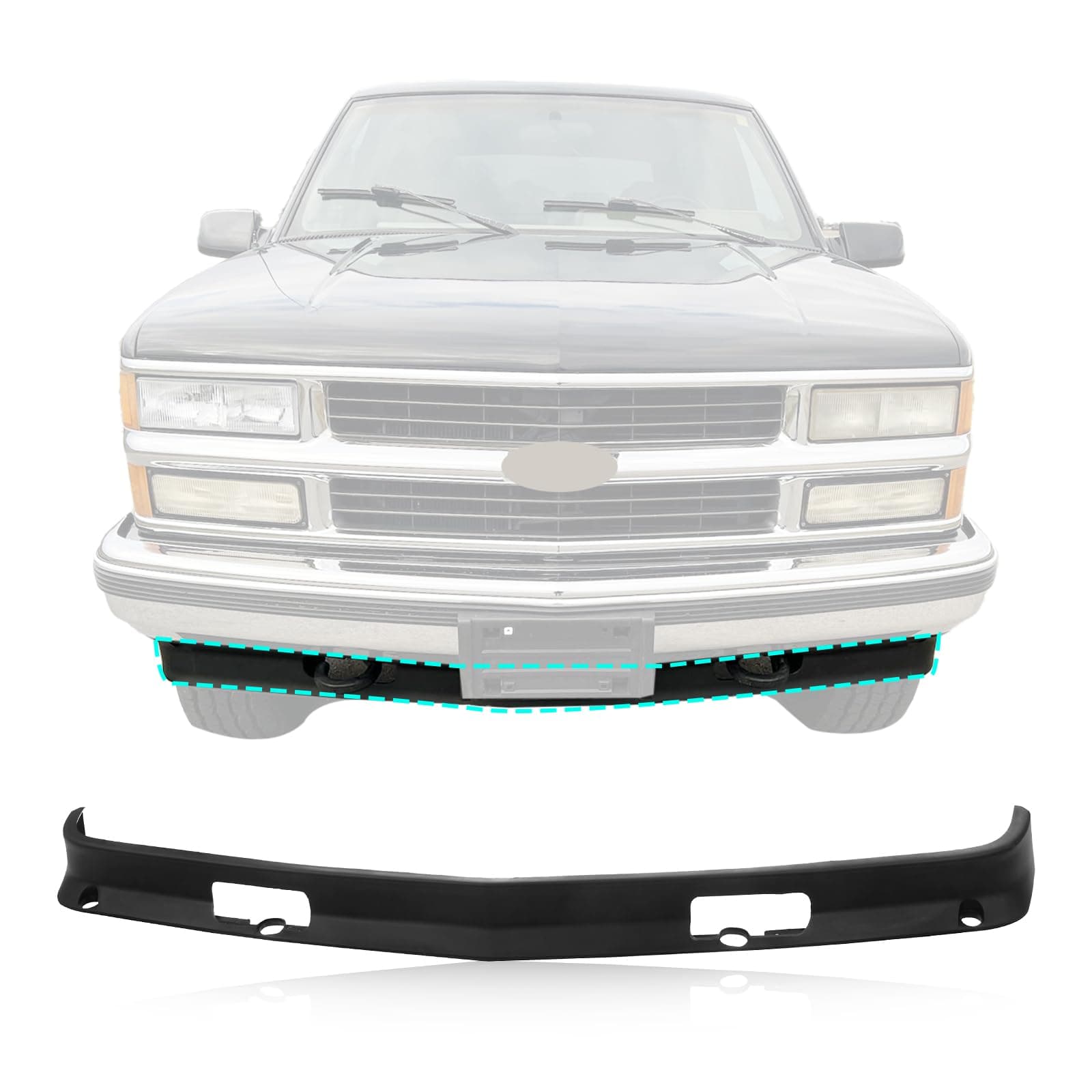 Front Bumper Lower Valance Air Dam w/Hook Holes Compatible With 1988-2000 Chevrolet C/K 1500 2500 3500 Suburban /1992-1999 GMC C1500