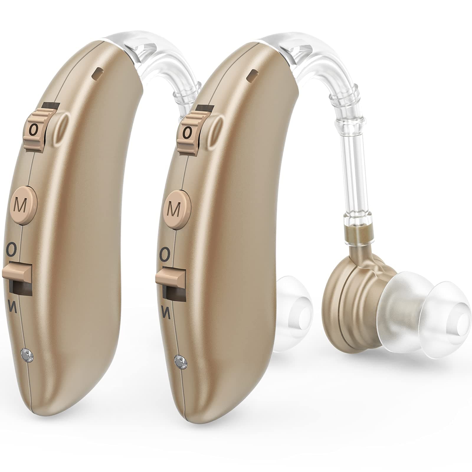 F&Kcoptee Hearing Aids for Seniors Rechargeable with Noise Canceling - Hearing Amplifiers for Adults with Severe Hearing Loss - 2 Ear Amplifier Over The Counter Hearing Aid with Volume Control - Brown