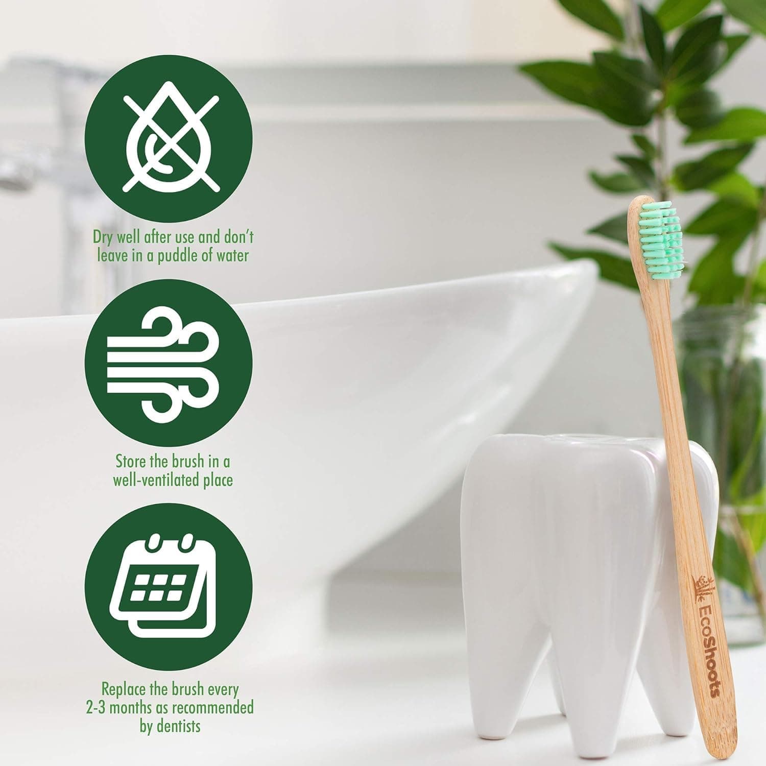 Adults Bamboo Toothbrushes with Medium Bristles - Family Pack of 10 Natural Bamboo Toothbrush - Eco-Friendly Natural Wooden Toothbrush - Organic Biodegradable Handle - BPA Free Tooth Brushes