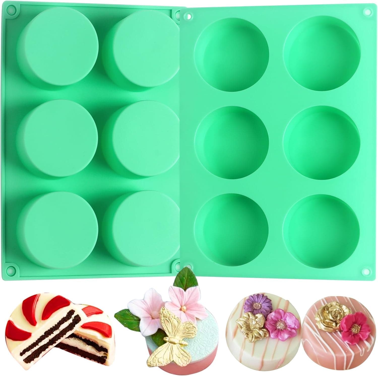 LEGACYCART 1Pcs Oreo Cookie Chocolate Silicone Mold, 6-Cavity Round Cylinder Oreo Chocolate Cover Molds for Candy, Silicone Baking Molds for Mini Cakes, Jelly