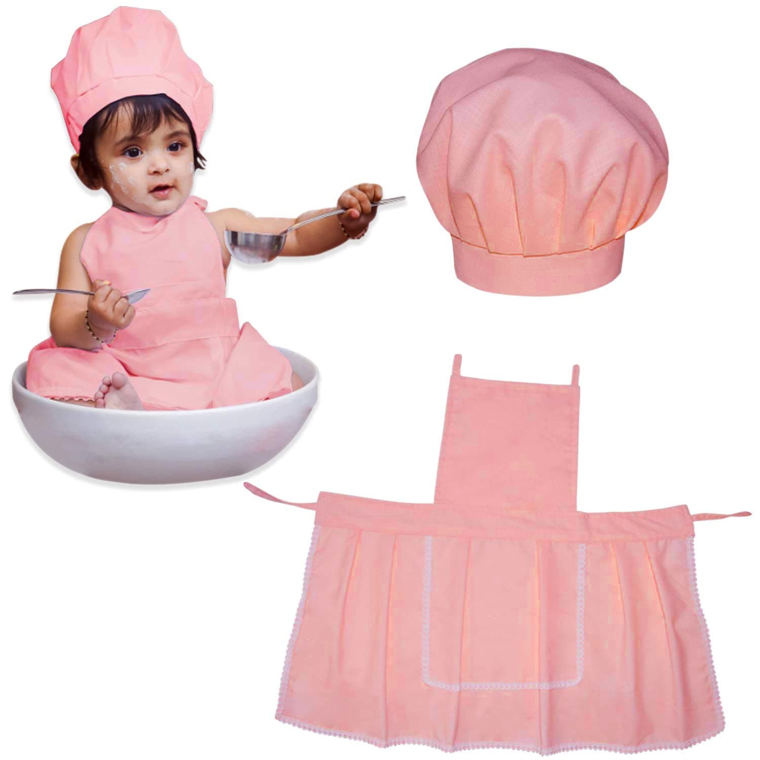 BEMBIKA Cute Baby Cook/Master chef Costume Photography Prop Newborn Infant Hat Apron Chef Clothes