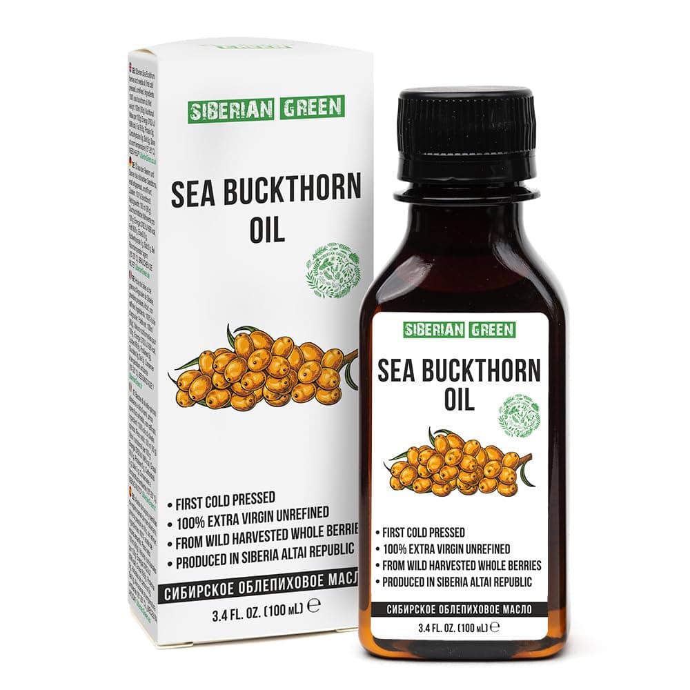 Siberian Sea Buckthorn Oil | 100% Natural Extra Virgin Cold Pressed 100 ml / 3.4 fl oz | Unrefined Raw Vegan | Exclusive Healthy Diet Food Grade