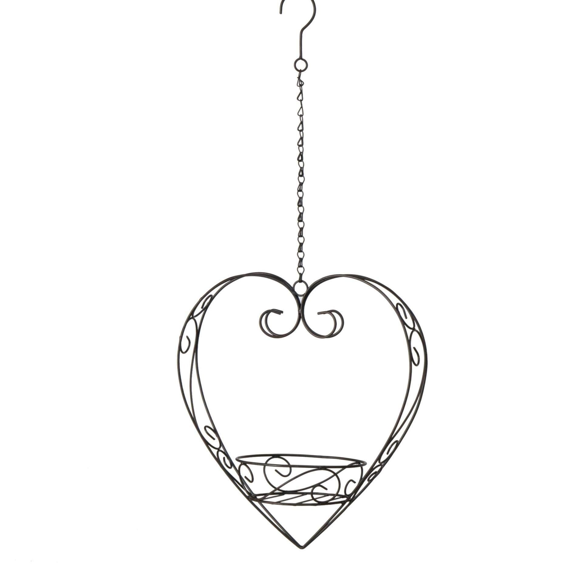 CasaJame Heart-Shaped Planter Hanging - Pot Vase Holder to Hang on the Ceiling - Shabby Chic Vintage Metal Style 35x18x33cm