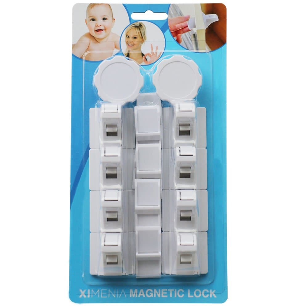 Ximenia Safety Magnetic Cabinet Locks 8 Locks 2 Keys for Drawers, Cabinet Doors - Non-Destructive, No Drilling Baby / Childproof Magnetic Locking System