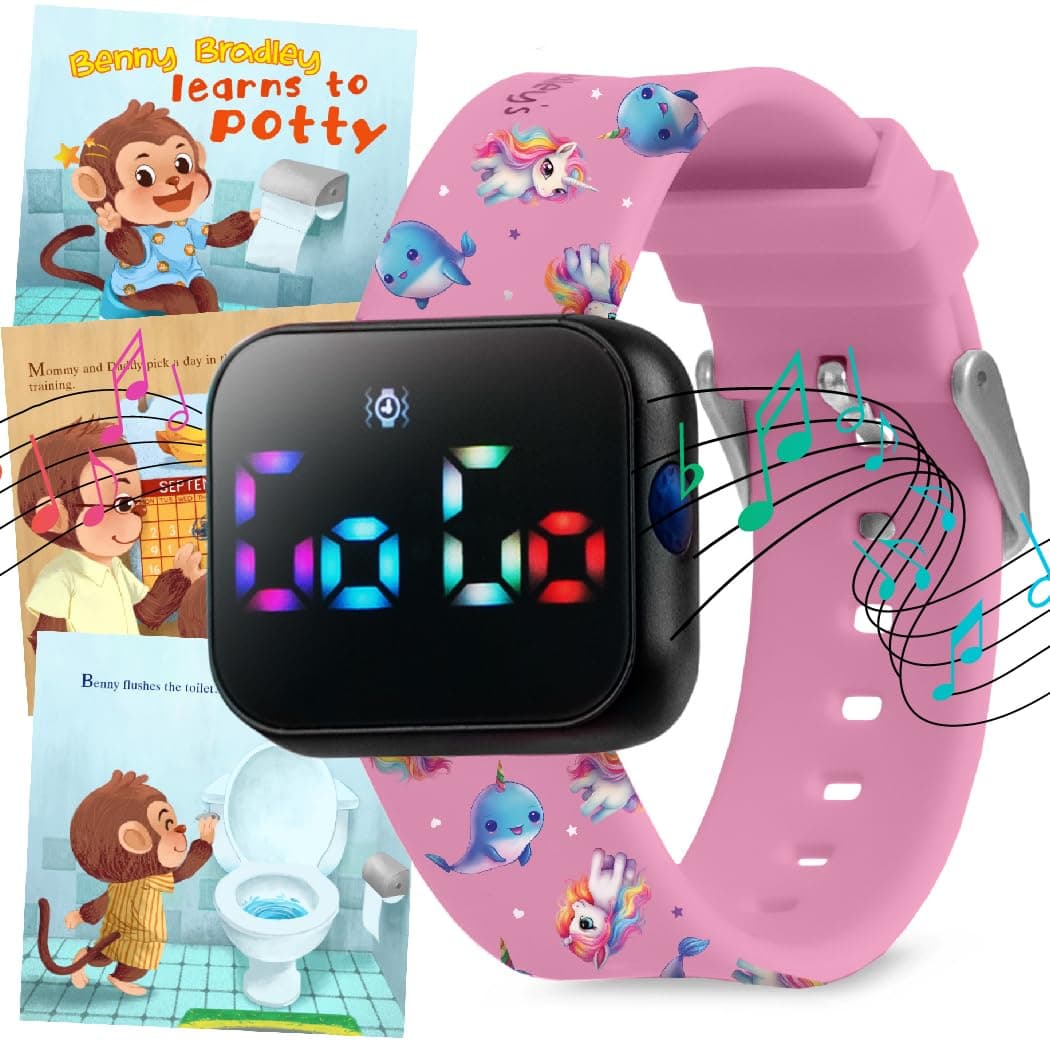 Potty Training Clock for Kids V2 - A Water Resistant Potty Reminder for Boys and Girls to Keep Your Toddler with Fun/Music and Vibration Interval Reminder with Potty Training, Unicorns, Classic