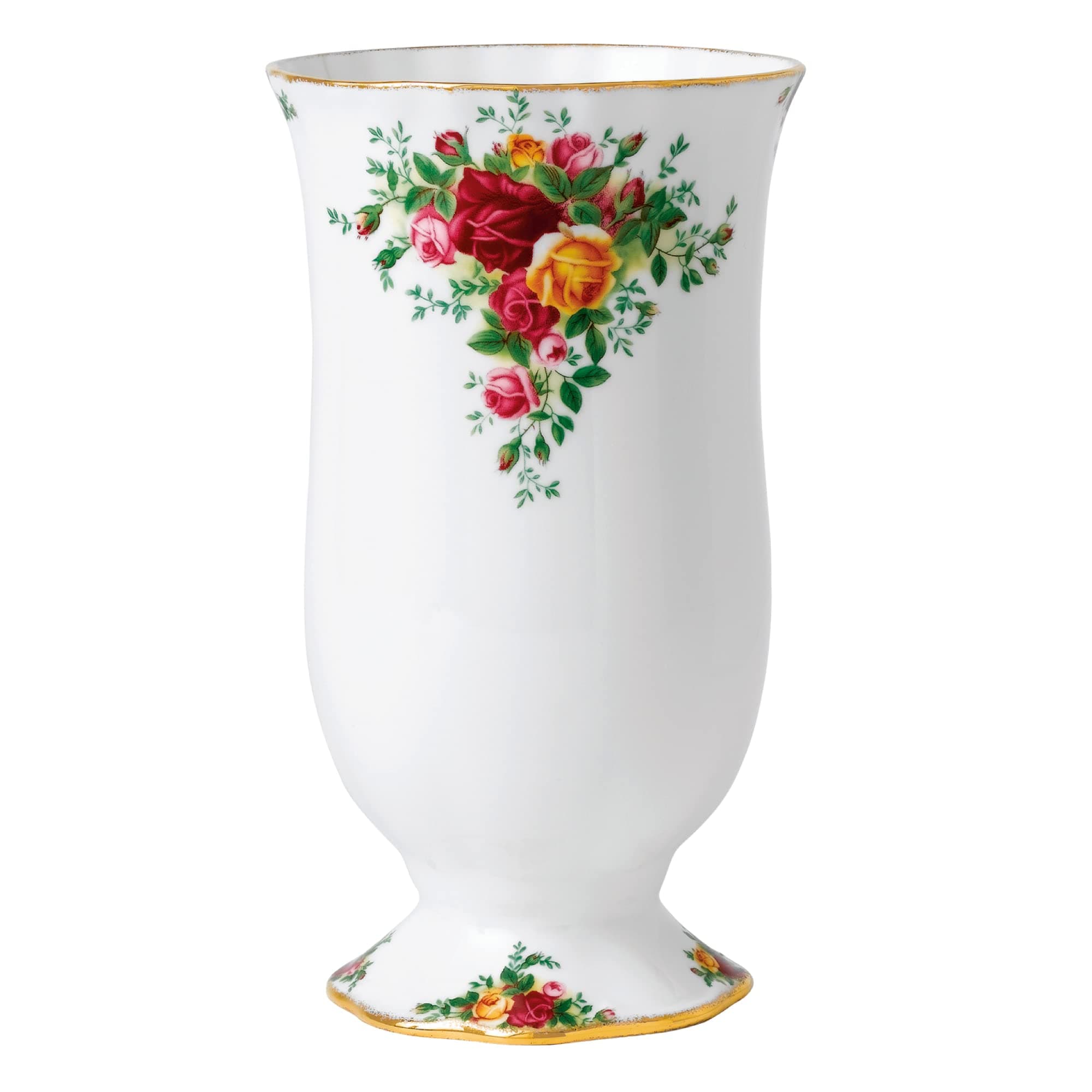 Old Country Roses Vase Gift - Vintage Fine Bone China Display Vase - Medium Size - Floral Pattern, 22cm
