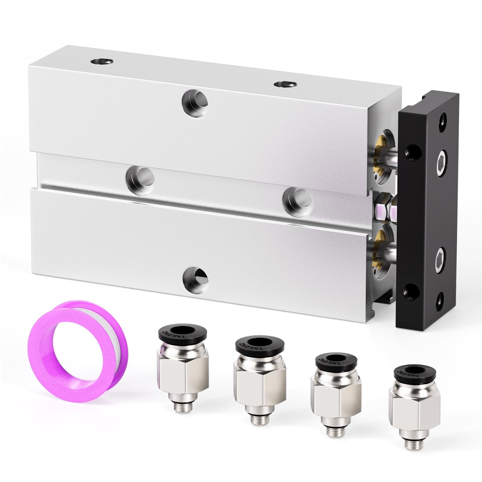 TAILONZ PNEUMATIC 10mm Bore 100mm Stroke Double-Rod Double-Acting Aluminum Pneumatic Air Cylinder TN10-100