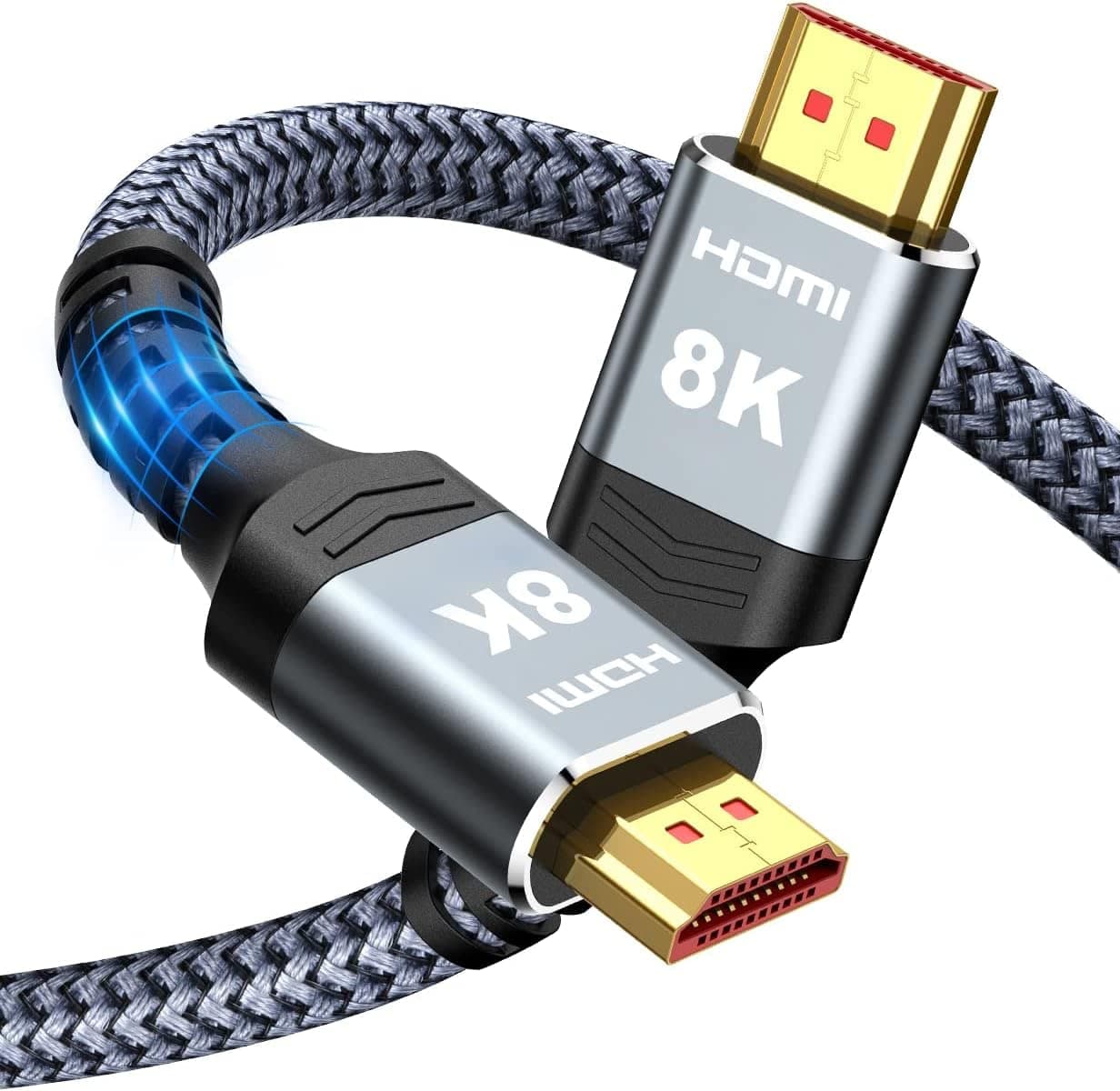 Long 8K HDMI Cable 25FT 48Gbps, 2.1 High Speed Gaming Cord 4K@120Hz 8K@60Hz RTX 3090 eARC 3D Compatible for PS5, UHD TV and Blu-ray Player