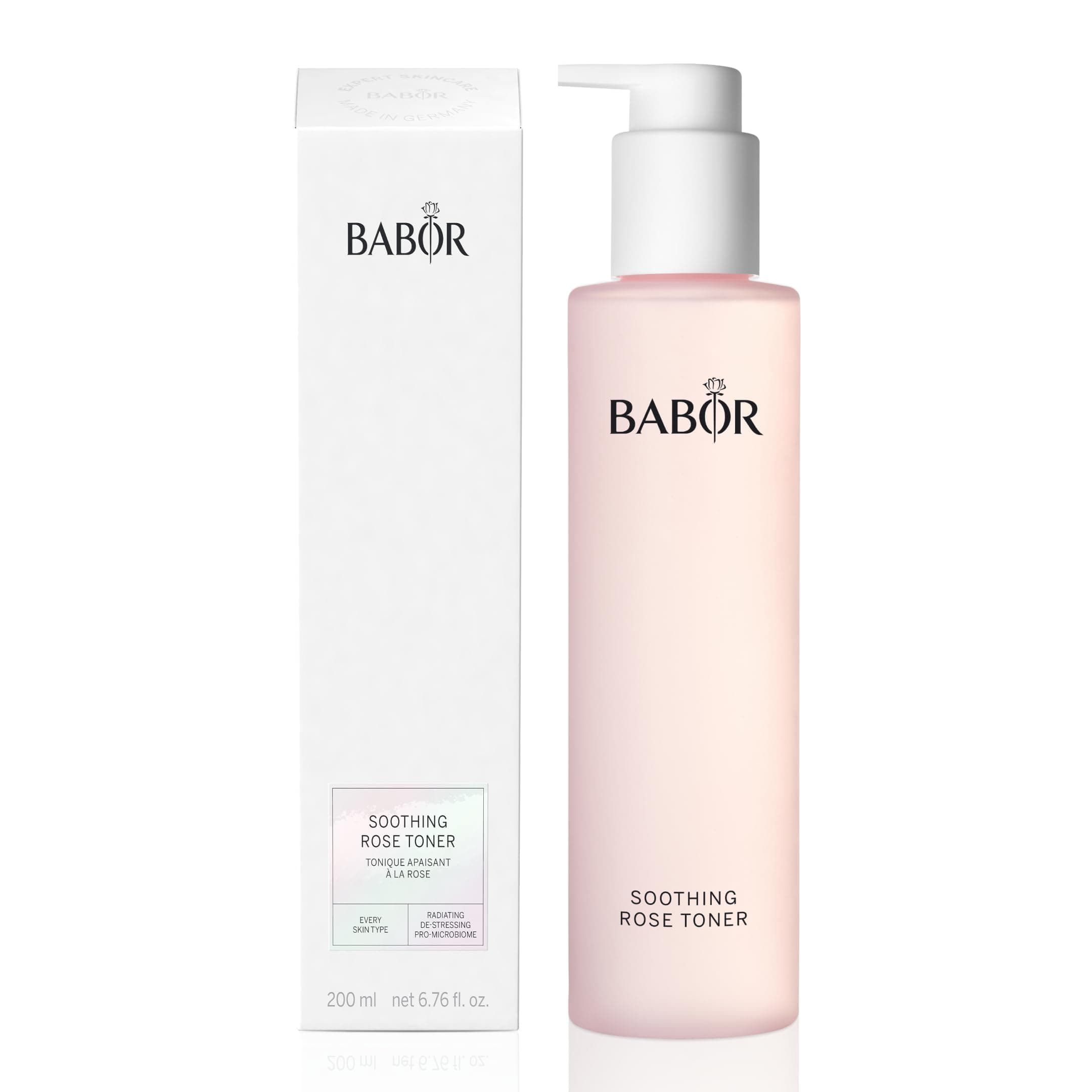 BABOR Cleansing Soothing Rose Toner for every skin type, Facial Toner for daily facial cleansing, With rose fragrance, Without alcohol, Vegan Formula, Rose Toning Essence, 1 x 200 ml