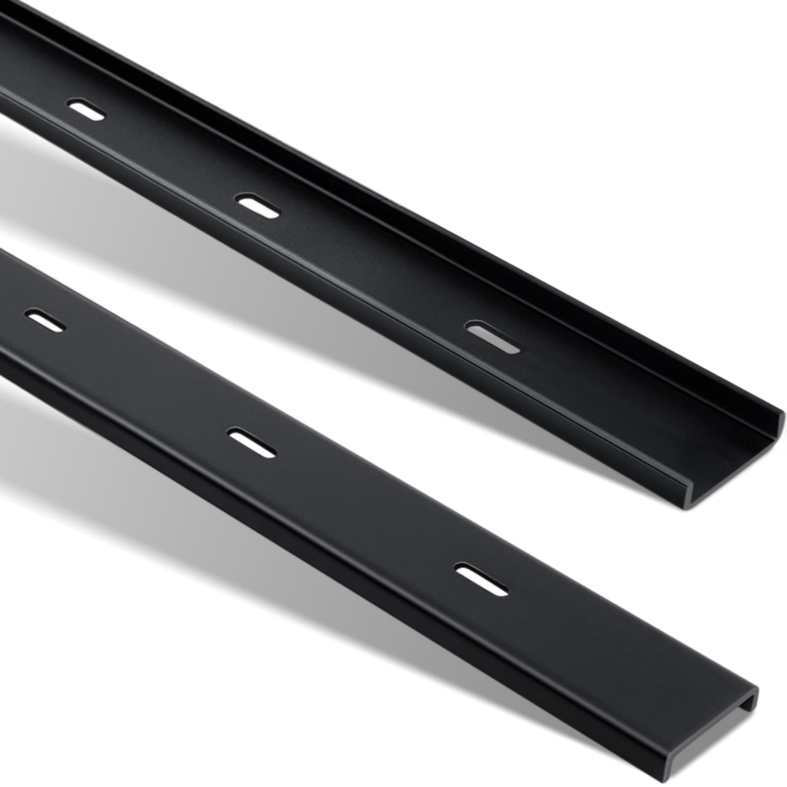 Blulu 2 Pcs 14" L X 2" W C Channel Steel Support Metal Support Bracing Hidden C Bracket for Table Top Live Edge Slab Woodworking, Black Coat Finish