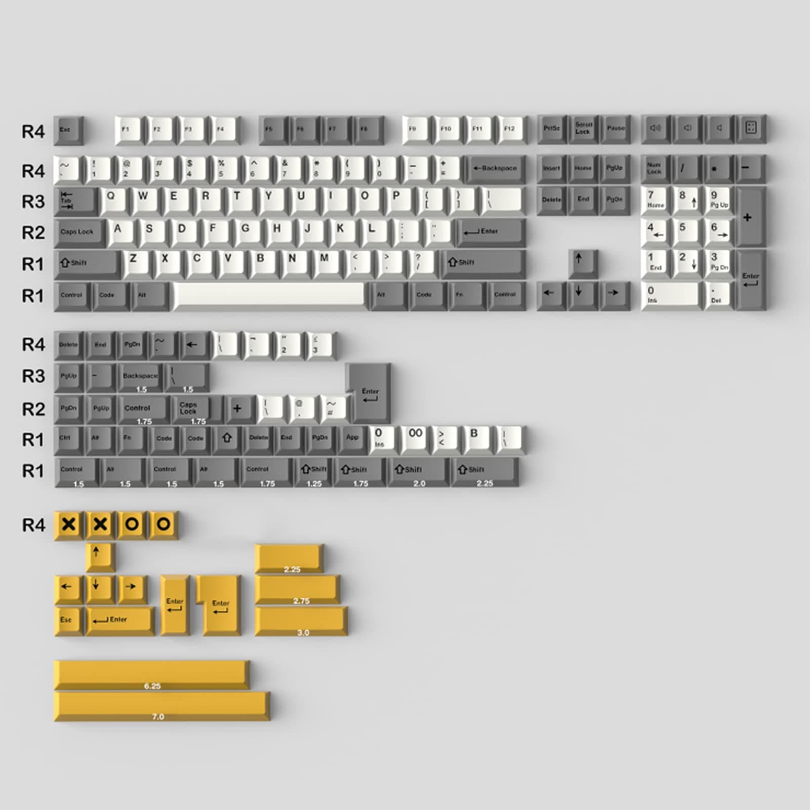 Heavy Industry Keycaps Double Shot 169 Keys Cherry Profile for 61/64/87/100/104/108 ISO ANSI Layout Mechanical Keyboard