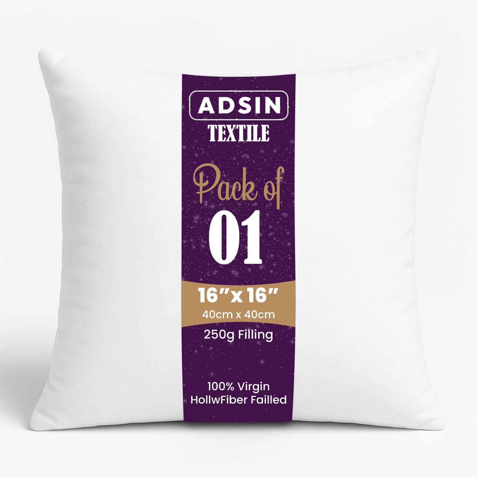 Set of 1-40cm x 40cm Luxury Hollowfibre New White Hollowfiber Cushion Pad Inner Stuffer Pillow Polyester Insert Square Hypoallergenic (Pack of 1 | 16" x 16")