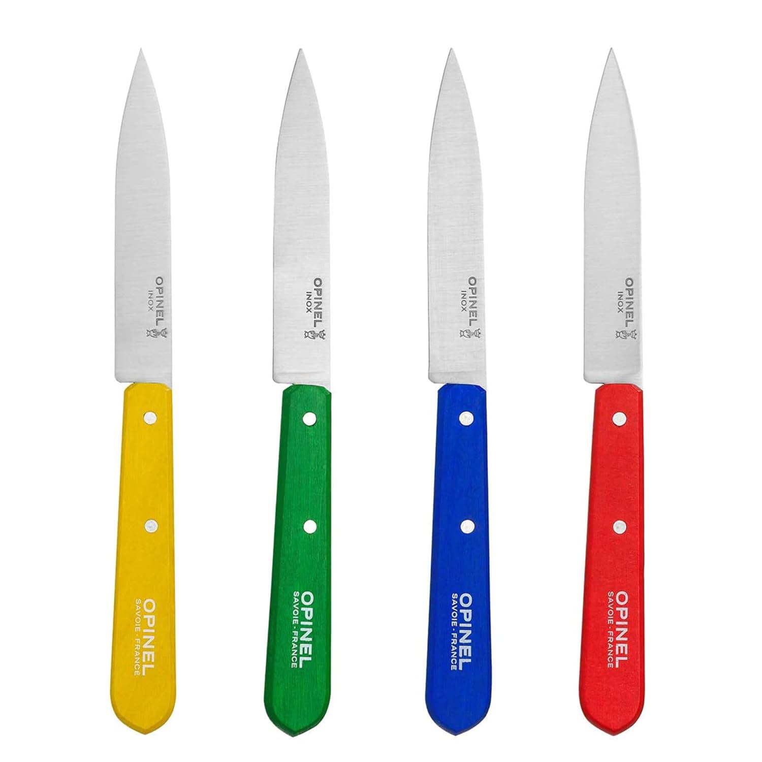No. 112 Paring Knives Box Set, 4 Piece Paring Knife Set, High Carbon Steel for Chopping, Peeling, Slicing, Trimming, Painted Hornbeam Handles, Made in France (Classic), One Size, (001233)