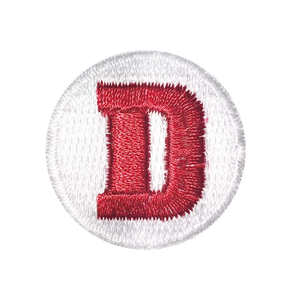 SoccerHelp D Patches Iron On Embroidered Applique, 10 Pack 1'' Defense Reward Patch for Sports, Red and White