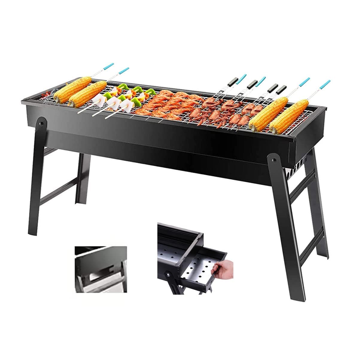 Charcoal Grill,Portable Barbecue Grill Folding BBQ,Small Barbecue Grill,Outdoor Grill Tools for Camping Hiking Picnics Traveling 24''x13''x9''