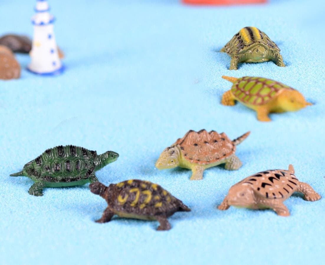Genonaute Fairy Garden Simulation Turtle Ornaments for Bonsai Ocean Landscape Decor (12pcs)
