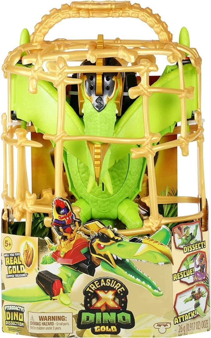 Treasure X Dino Gold Pterodactyl Dino Dissection. Dissect, Rescue and Attack. Exclusive Hunter and Dinosaur Playset. Will You find Real Gold Dipped Treasure?