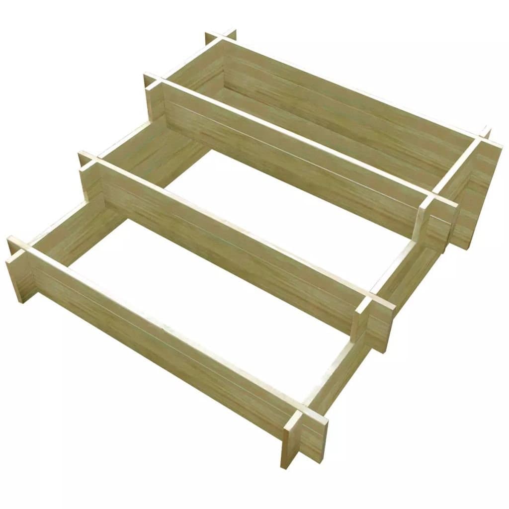 Zora Walter Impregnated 3-Tier Wooden Planter Box Easy Assembly 90 x 90 x 35 cm
