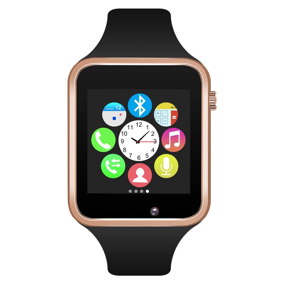 321OU Smart Watch Compatible iOS Android iPhone Samsung for Men Women, Make/Answer Calls, Checking Messages Support, Bluetooth Watch Fitness Tracker with Pedometer Camera SIM SD Card Slot (Gold)