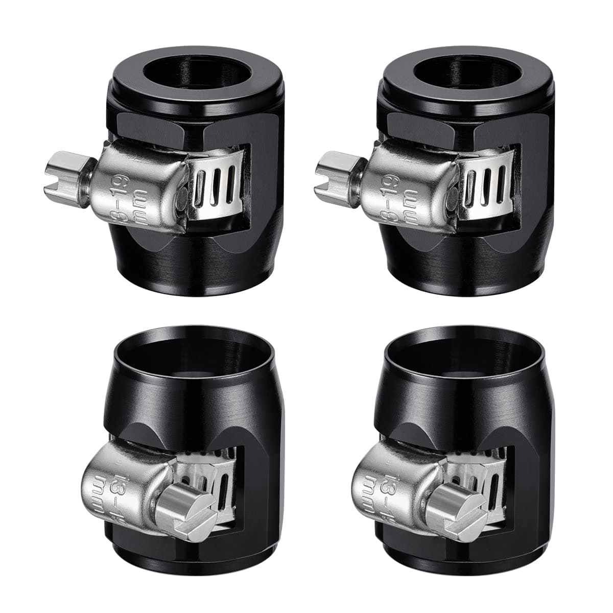 5/8 Rubber Hose Connector With Pipe Clamps - 10an Finisher With Screw Band for Fuel Line, 4Pcs/Pack Black Clamps, Great for Fuel/Oil/Diesel/Gas/Air and Water Pipe