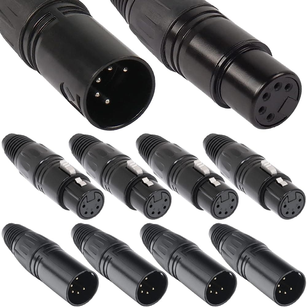 5 Pin XLR Plugs Connectors - Male & Female, Audio Mic Microphone Connector for Speaker, Microphone, Camera, Amplifier (8 Pack)