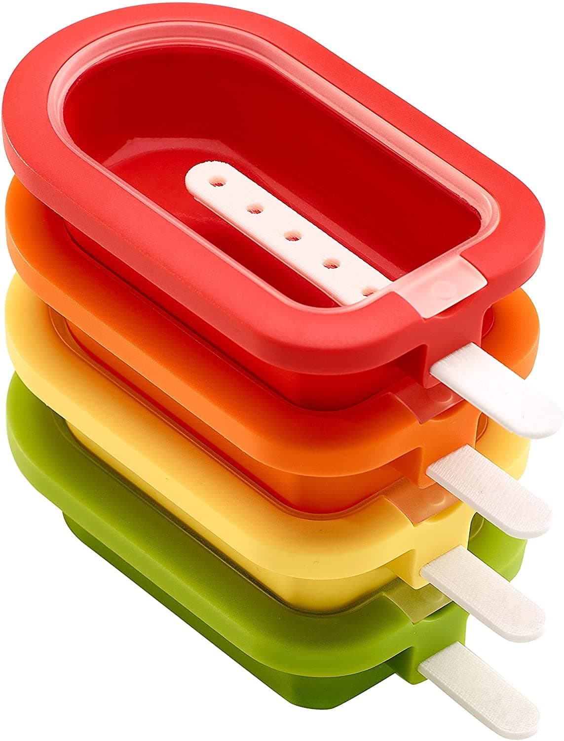 Stackable 4 Pieces Popsicle Mould, One Size, Reusable Ice Pop Molds With Sticks, Easy Release & Clean for Family/Multicolour