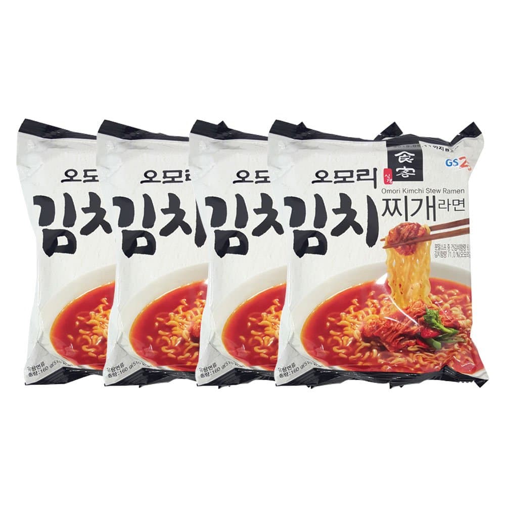 Korean Hot and Spicy Best Noodle (Omori Kimchi Stew Ramen - 4 Pack)