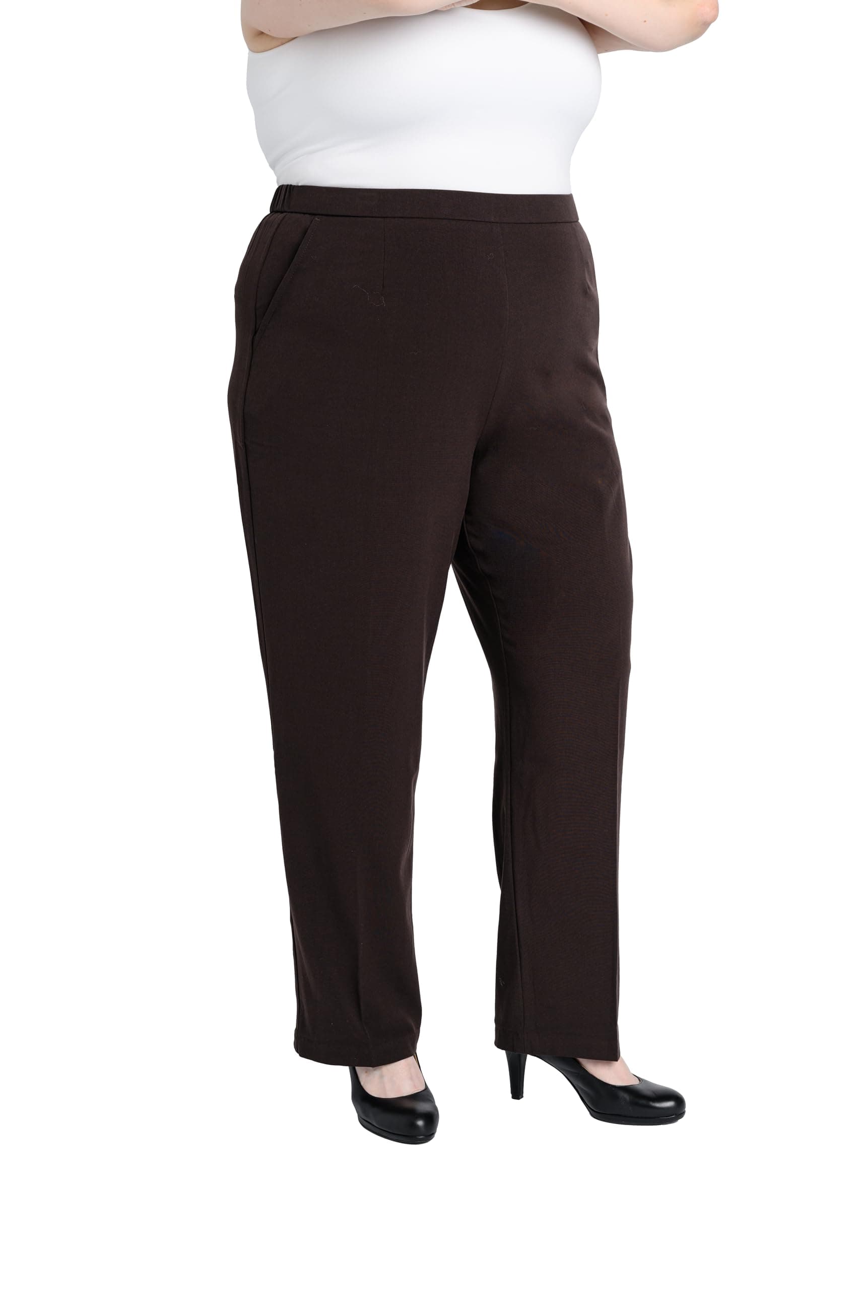 Briggs New York Women's Plus Size Pull on Dress Pant Average & Short Length