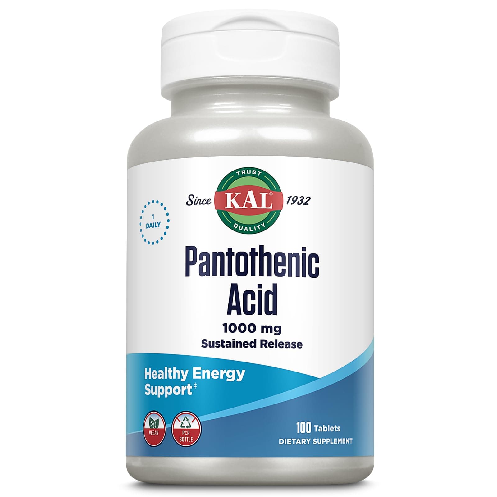 Kal - Pantothenic Acid Sustained Release 1000 Mg. 100 Tablets 147384
