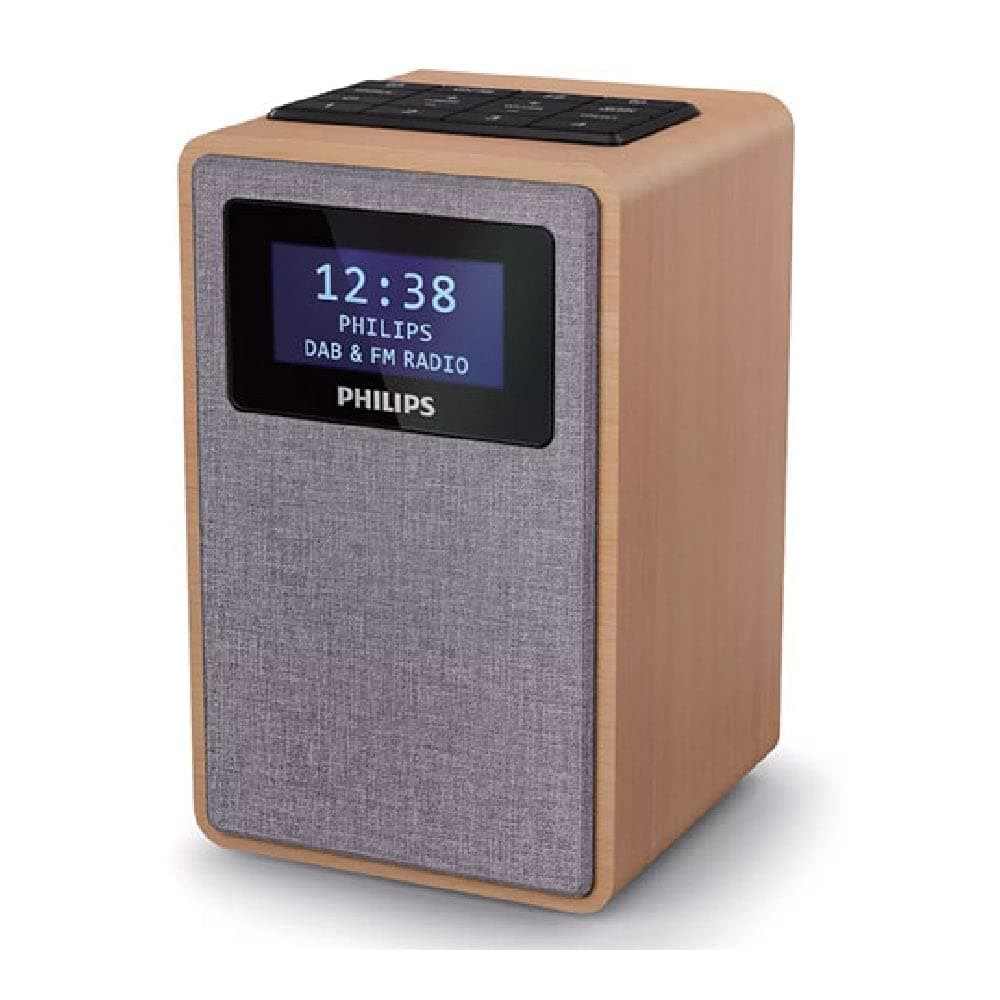 R5005/10 Clock Radio, DAB+ Radio (2.5-Inch Full-Range Speaker, Compact Design, DAB+/FM Radio, Shiny Black Display, Dual Alarms), Brown/Grey