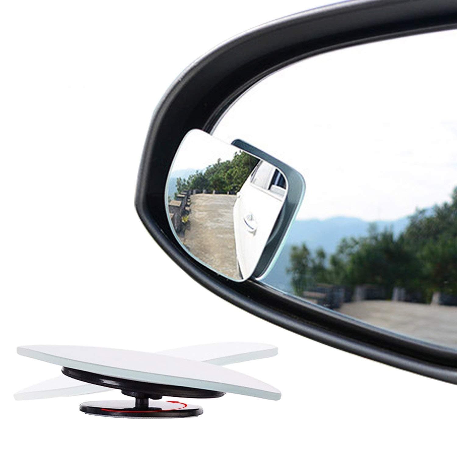 Ertek Blind Spot Mirror for Cars, 2'' Flameless Square Fan Shape Glass Car Side Mirror for Truck Small Convex Wide Angle Rear View Car Mirrors(1 Pair, Right&Left)