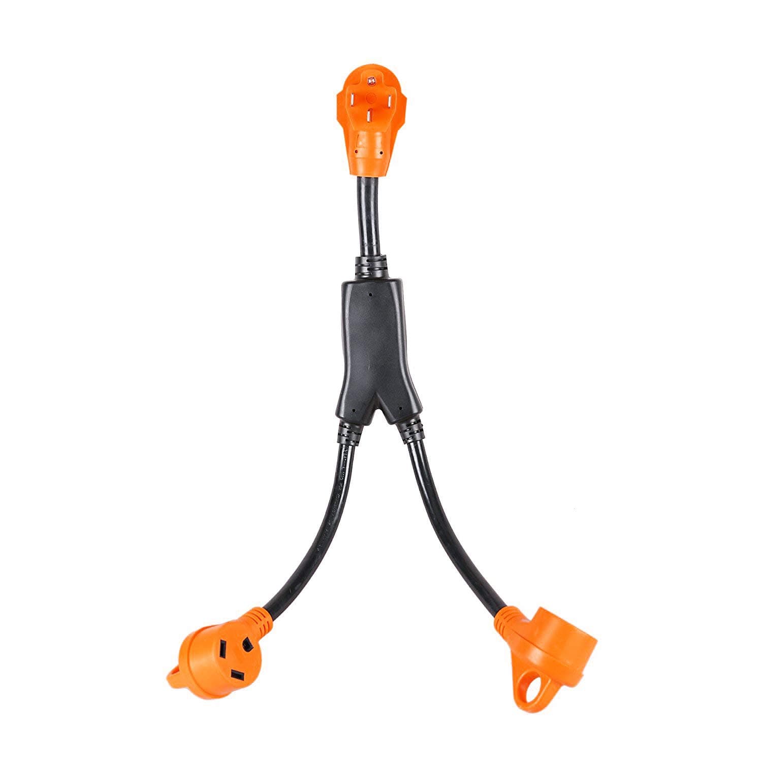 EPICORD rv Y Adapter Cord 50 Amp Male Plug to (2) 30 Amp RV Female,with Handles and Light,2.5FT，10/3