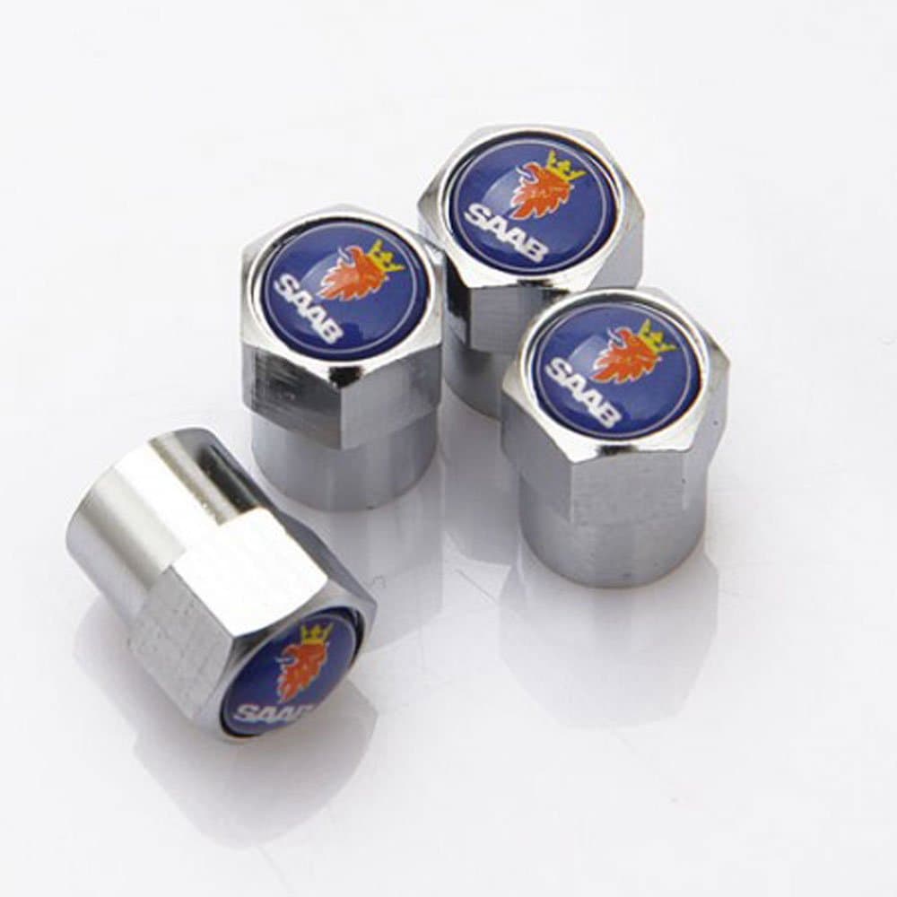 GZ RuiLiPu 4PCS Auto Accessories Wheel Tire Parts Valve Stem Caps Cover For SAAB saab 9-3 9-5 93 95 BJ SCS car styling (for SAAB, silver)