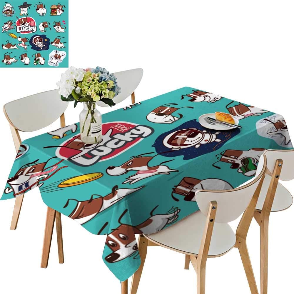 UHOO2018 Polyester Tablecloth Sticker Emoji Cartoon Dog Emoticons Stock s Square/Rectangle Spillproof Tablecloth,52 x 640inch