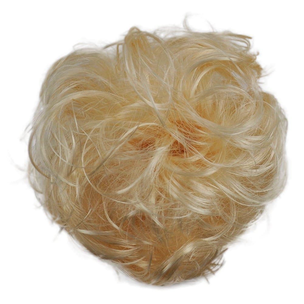 Puregadgets© Scrunchy Scrunchie Bun Updo Hairpiece Hair Ribbon Ponytail Extensions Curly Diverse Colors Light Blonde