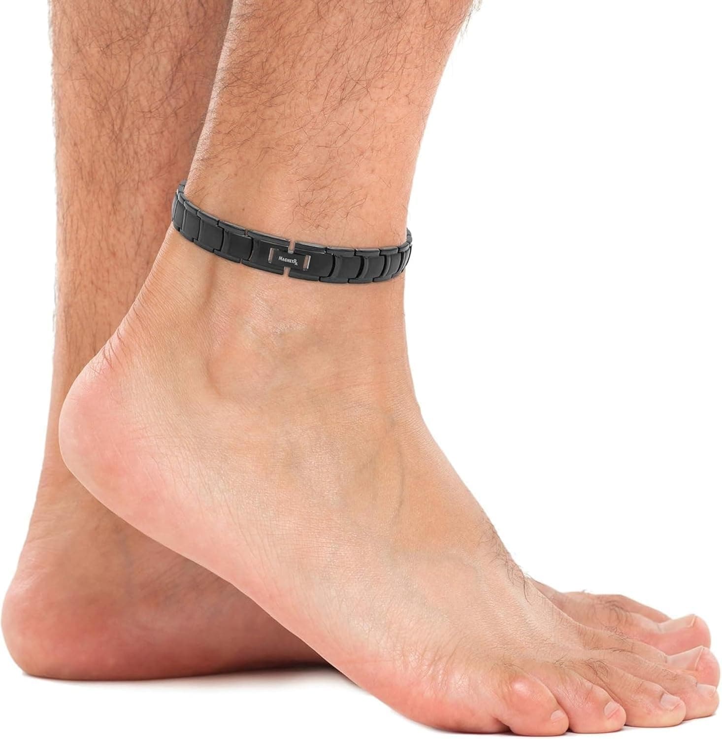 MagnetRX Ultra Strength Magnetic Anklet – Effective Magnetic Ankle Bracelets for Men – Titanium Mens Ankle Bracelet with 48 Magnets (Black)