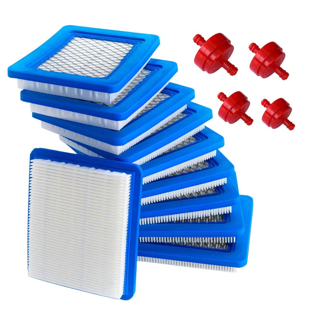 HOODELL 10 Pack 491588S Air Filter + 394358 Fuel Filter for Briggs and Stratton 491588 4915885, Toro 20332, Craftsman 33644, Pro Performance for Push Lawn Mower