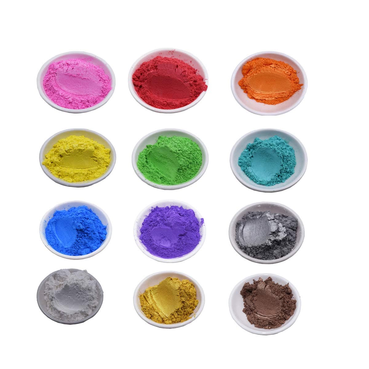 Mica Powder Set Epoxy Resin Pigment for DIY Soap Making Bath Bomb Colorant Paint Nail Art Eyeshadow Makeup Dye (12 Colors, 0.1 OZ)