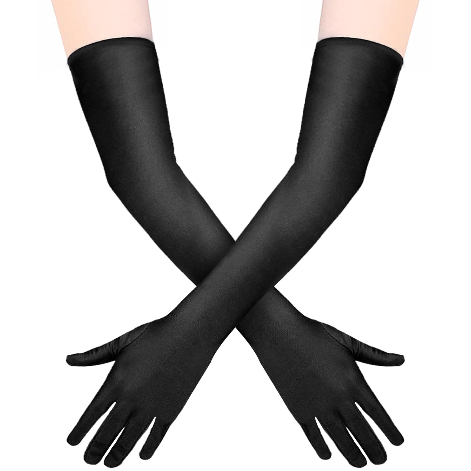 Long Gloves, Satin Gloves, Stretchy Elbow Length Gloves, Long Gloves for Women for Costume Evening Opera Bridal Party Wedding Prom