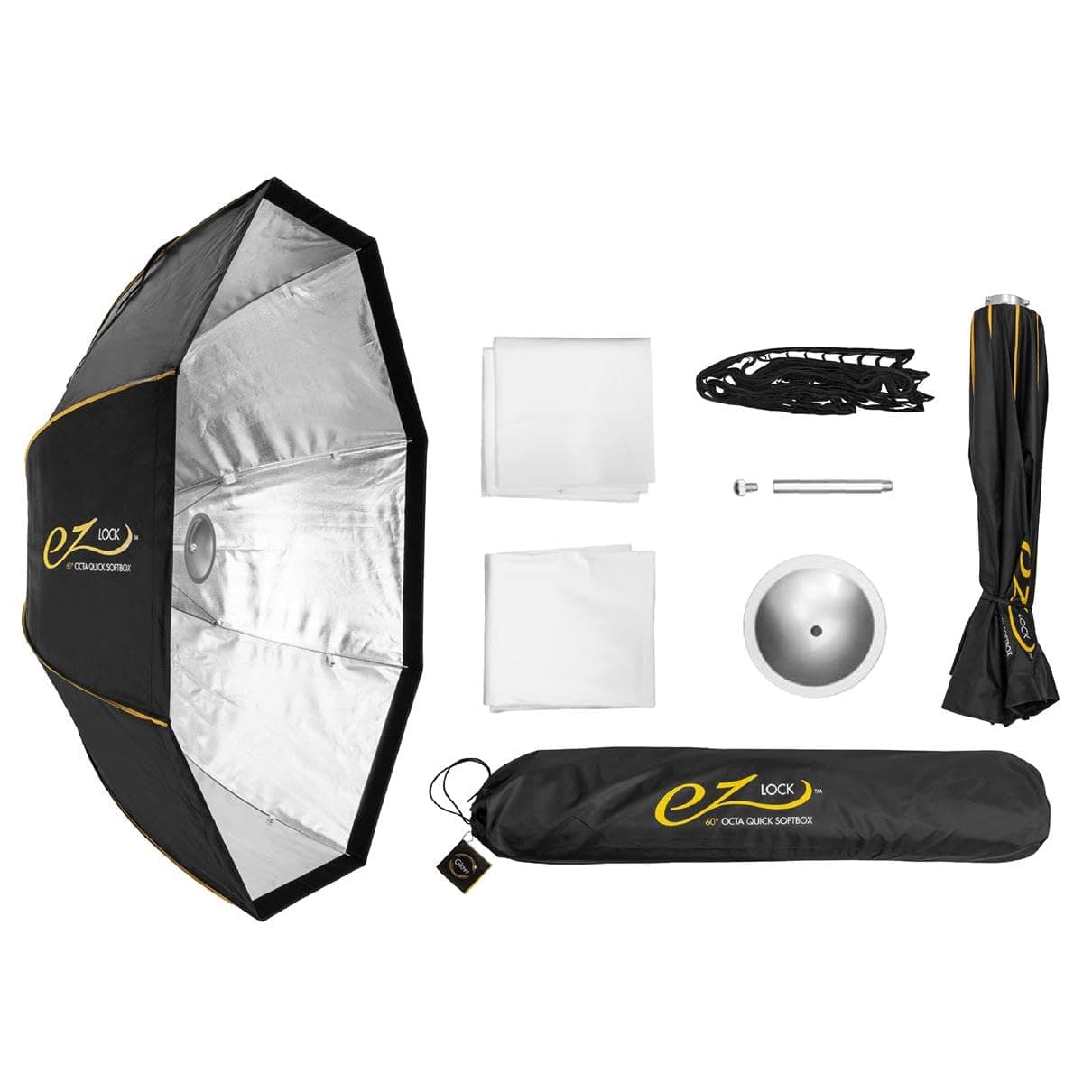 Glow EZ Lock 60" Octa Small Quick Softbox, 8-sided Parabolic Softbox is easy to open and close, this Bowens mount softbox with quick speed ring swap makes it the ideal speedlite softbox