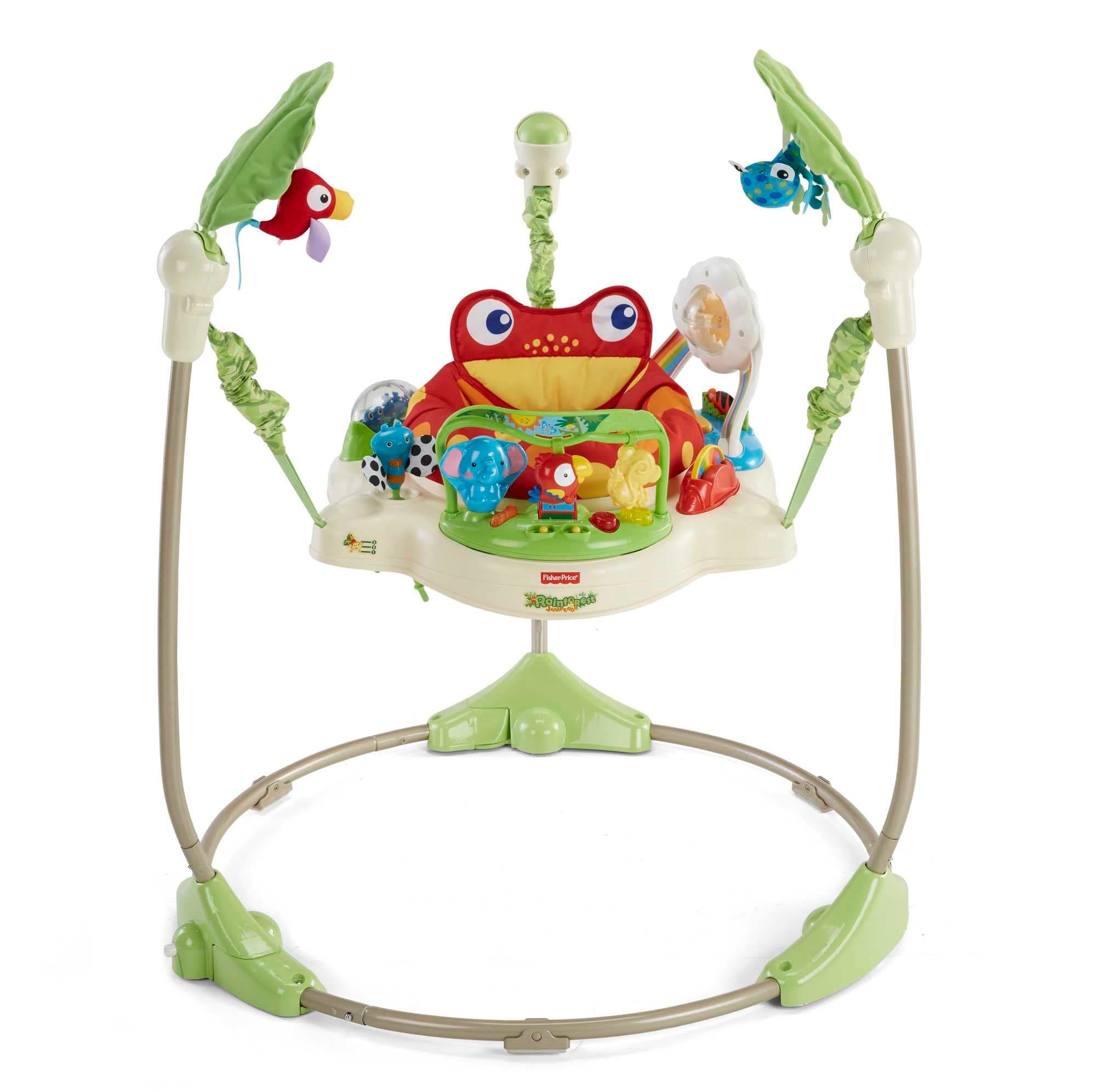 Fisher-Price Jumperoo Baby Activity Center with Lights Sounds and Music, Interactive Baby Bouncer, Rainforest, K7198