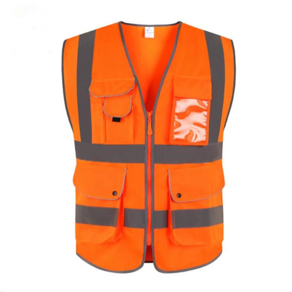 Goldbeing High Visibility Jacket, 9 Pockets, Accident Vest with Reflective Stripes and Zip, Ideal for Mechanics, Construction Workers, Hikers, Walkers, Berry and Mushroom Pickers