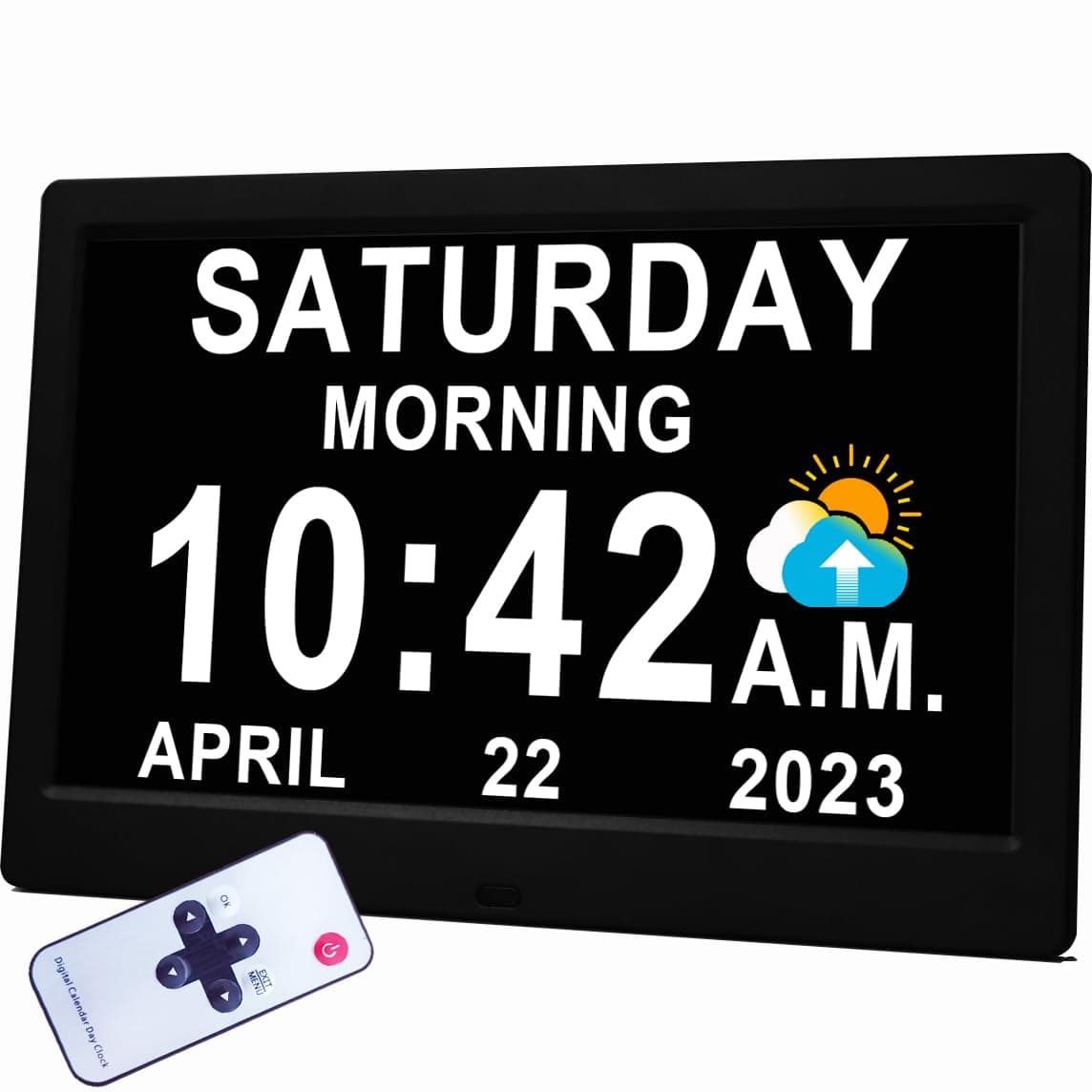 【Upgraded】11.5" Large Digtal Clock with Voice-Talking Day and Date for Seniors, 19 Alarms & Custom Reminders, 10-Level Auto Dimmer, Auto DST, 8 Colors Display Clock for Elderly Dementia Alzheimers