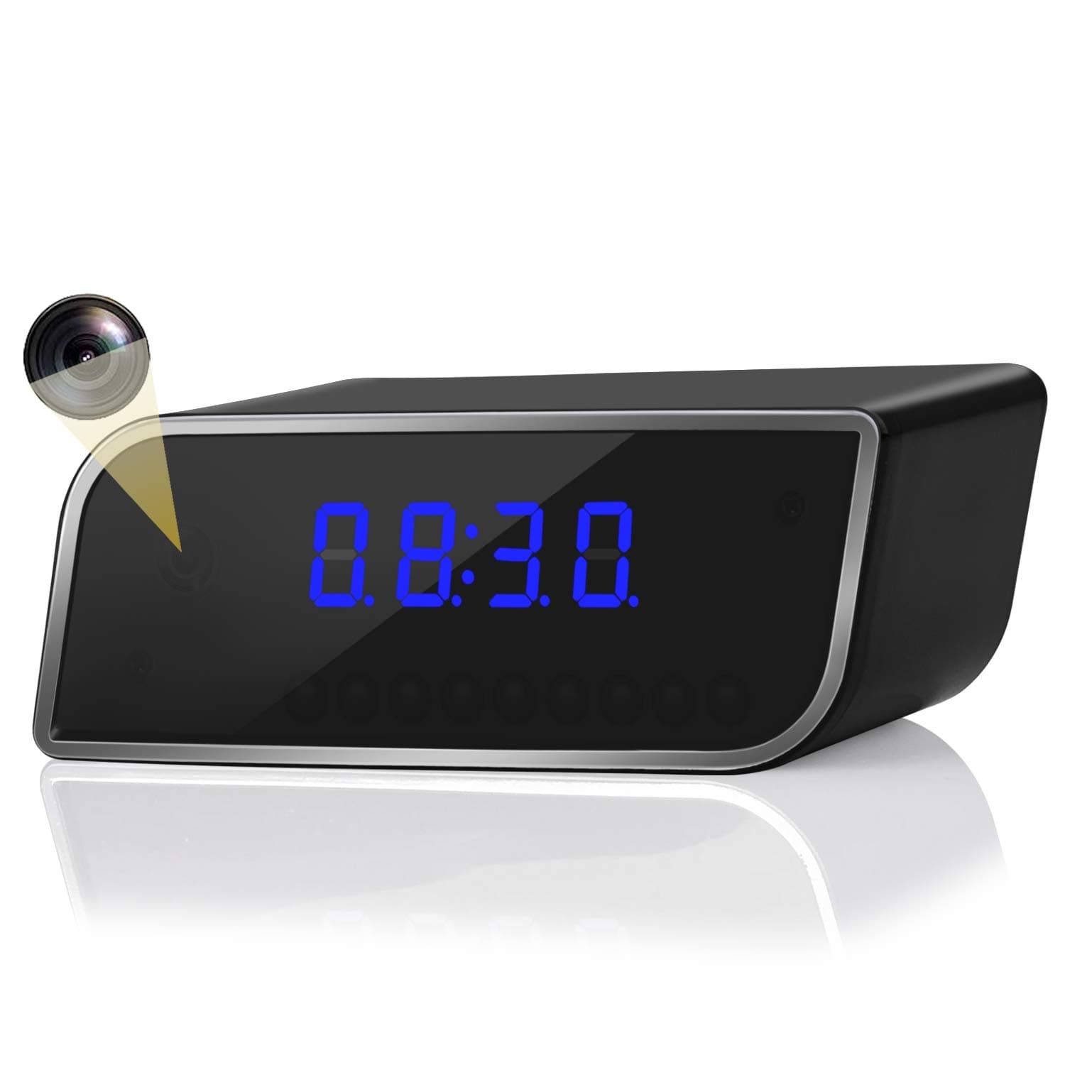Alarm Camera Clock, Wireless WiFi Camera 1080P Clock Camera with Night Vision Function and Motion Detection Angle, can be viewed remotely Through APP, Suitable for Home Security